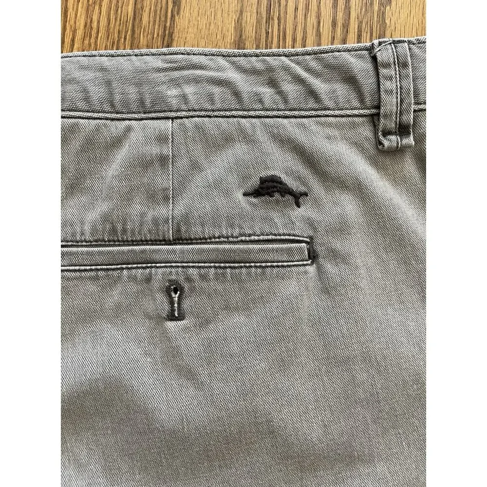 Lot of 2 Tommy Bahama Shorts Mens 42 Gray Khaki Chino Flat Front Stretch Casual